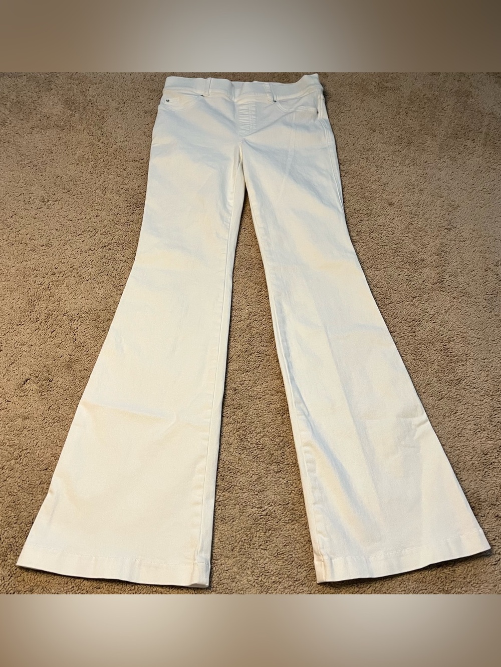 SPANX White Flare Jeans Pull On High Rise Stretch